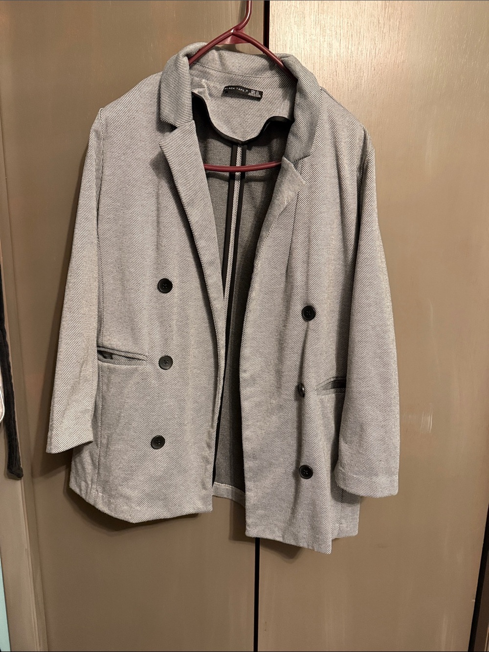 Black Tape_ Double-Breasted Gray Blazer Jacket